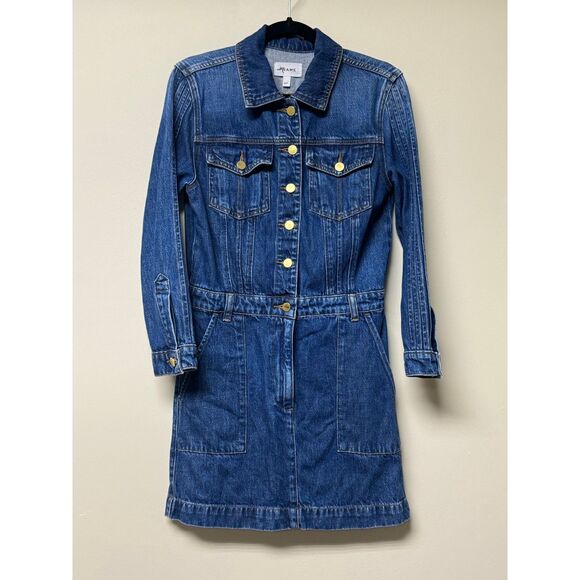 FRAME DENIM Trucker Style Denim Shirt Dress, Sz S - Picture 4 of 12